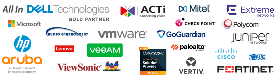 Clear Winds Technologies Partners: Dell, ACTi, Mitel, Extreme, Microsoft, Audio Enhancement, VMware, GoGuardian, Juniper, Aruba, HP, Lenovo, Veeam, ViewSonic, Ruckus, Palo Alto, Fortinet, Tripp Lite, Cisco, Vertiv, Check Point, Polycom