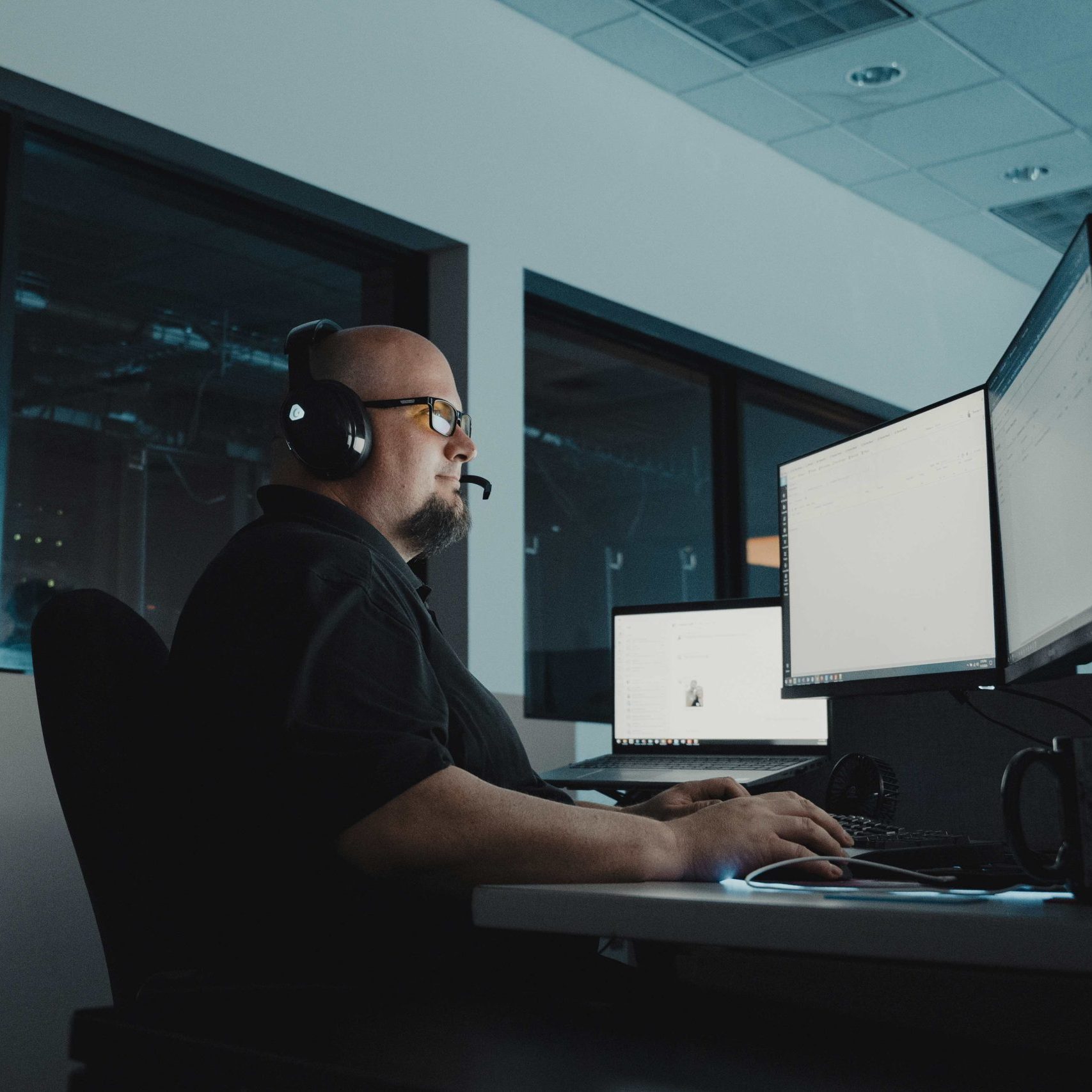 A member of the Clear Winds Technologies cybersecurity team in Austin.