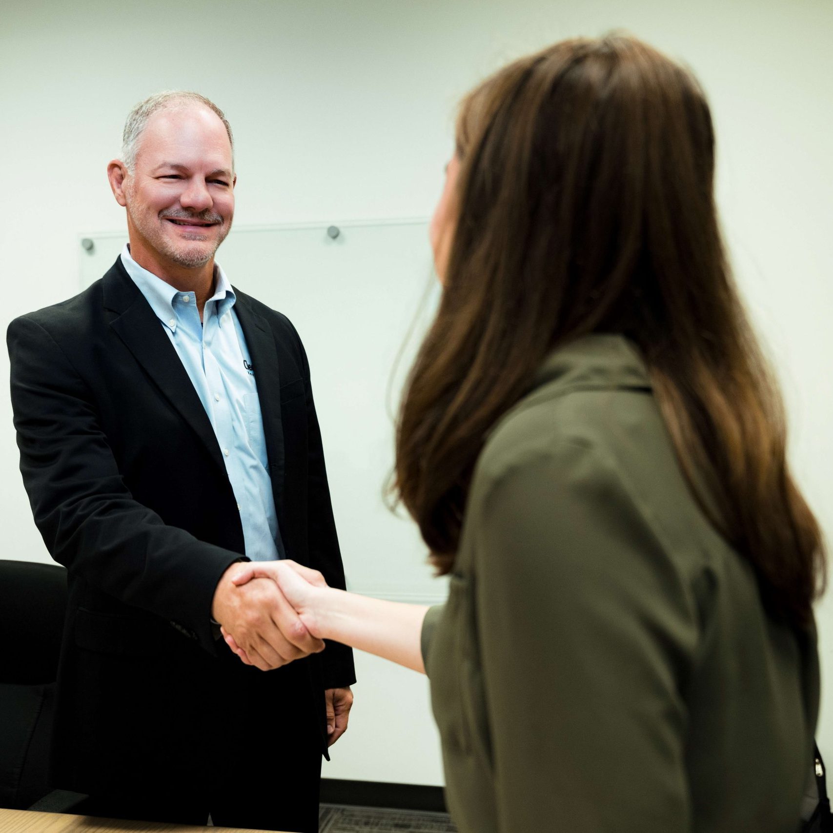 Clear Winds CEO, Stan Sargent, with an enterprise IT services customer.