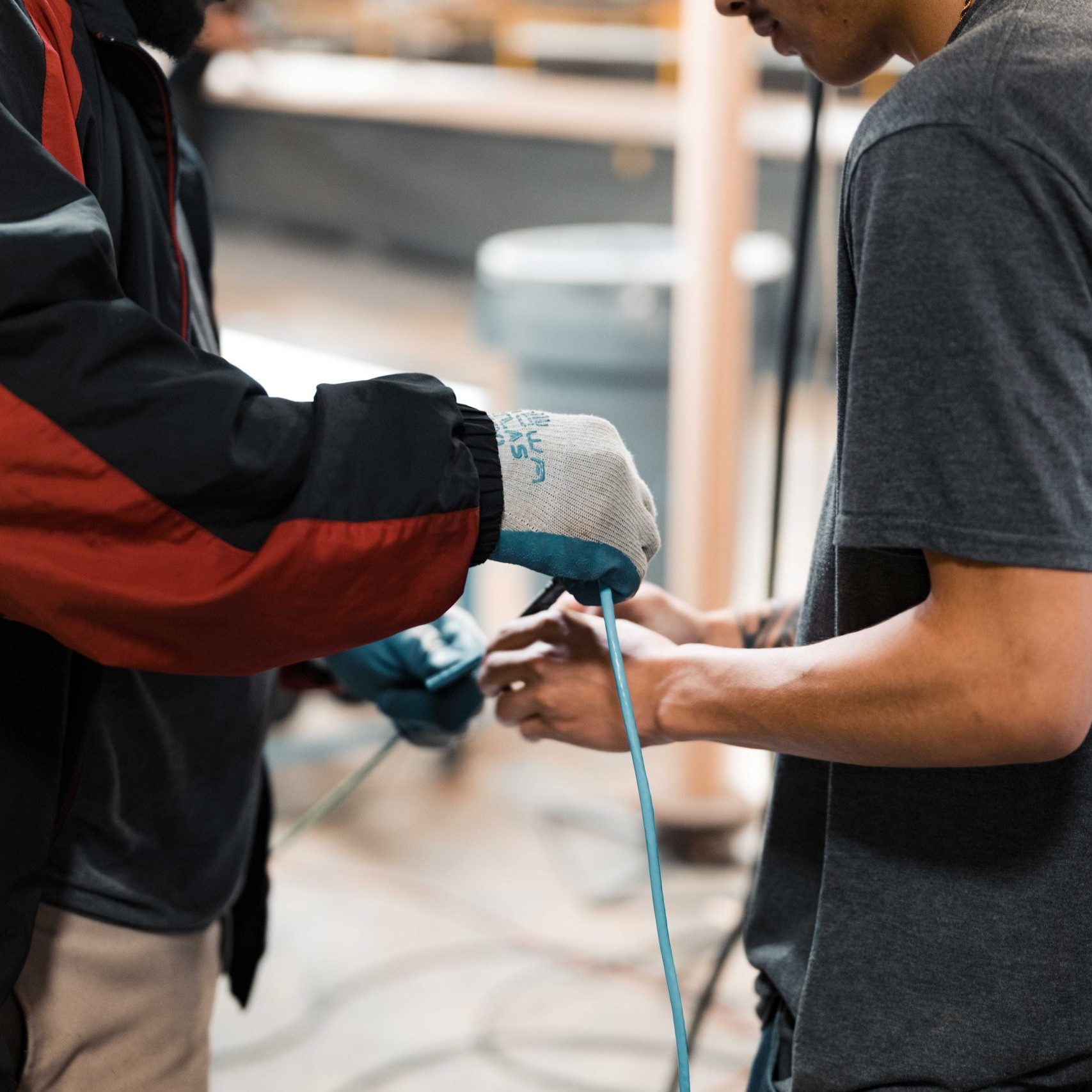 Members of the Clear Winds cabling team at a jobsite.
