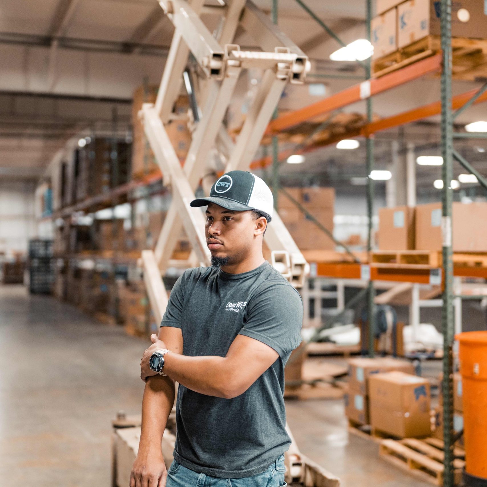 A Clear Winds cabling team member at a jobsite.