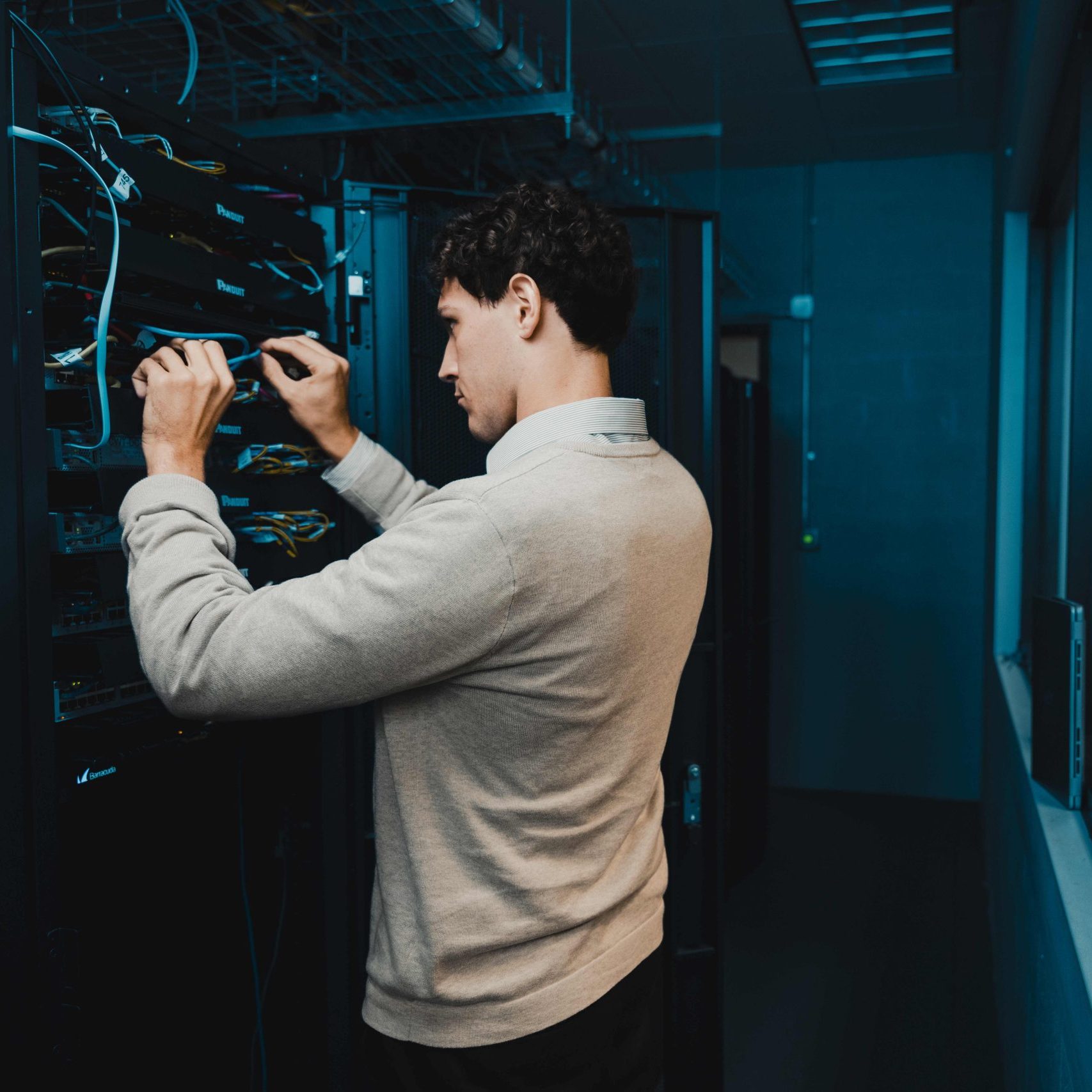 A Clear Winds engineer at a data center.